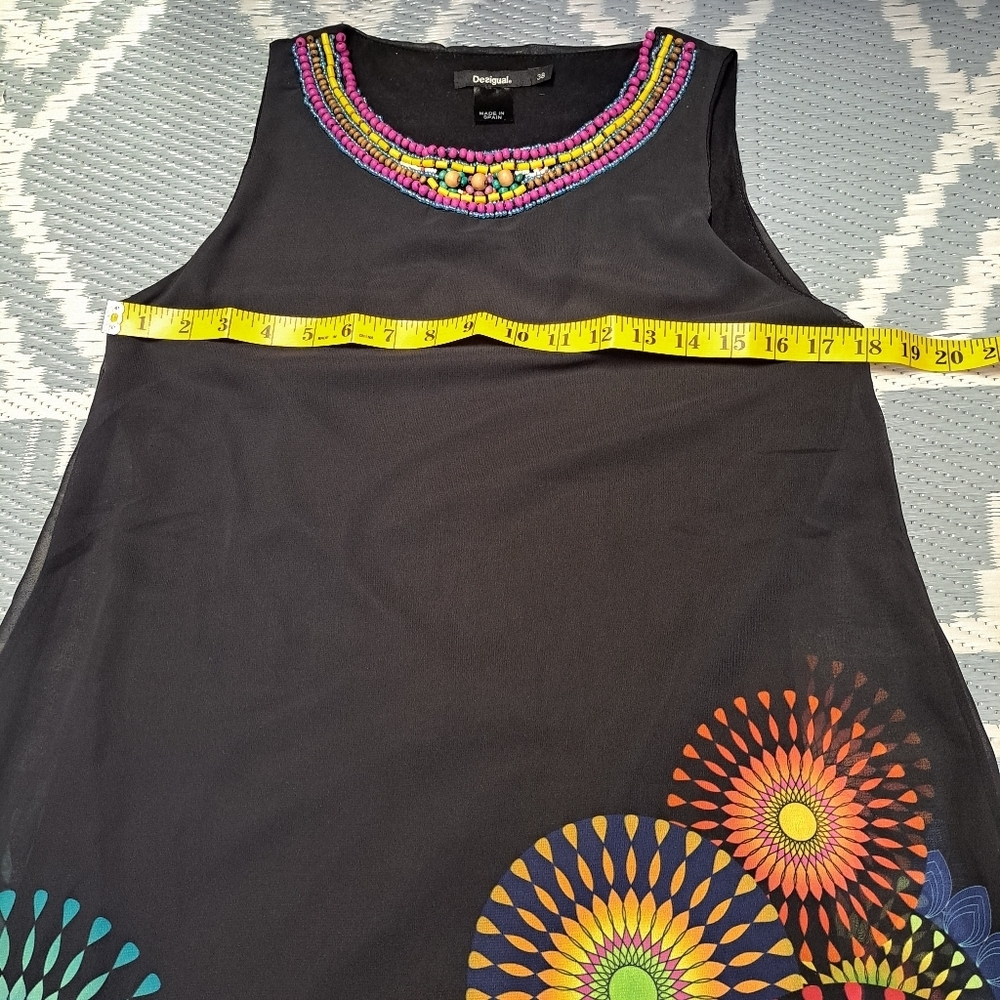 Desigual Black High-Low Dress with Multicolor Sunburst Print - Picture 9 of 10
